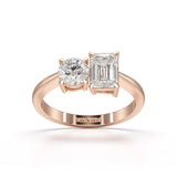 1.6 CT Emerald and Round Lab Diamond Ring