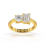 1.6 CT Emerald and Round Lab Diamond Ring