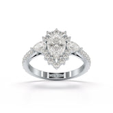 1.7 CT Pear Cut Lab Diamond Engagement Ring