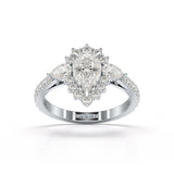 1.7 CT Pear Cut Lab Diamond Engagement Ring