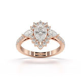 1.7 CT Pear Cut Lab Diamond Engagement Ring