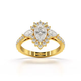 1.7 CT Pear Cut Lab Diamond Engagement Ring