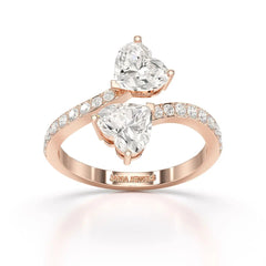 2.1 CT Double Heart Shaped Lab Diamond Ring Jama Jewels