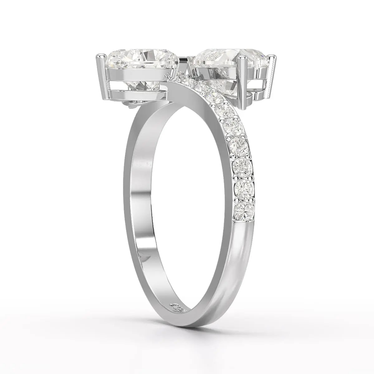 2.1 CT Double Heart Shaped Lab Diamond Ring Jama Jewels