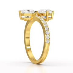 2.1 CT Double Heart Shaped Lab Diamond Ring Jama Jewels