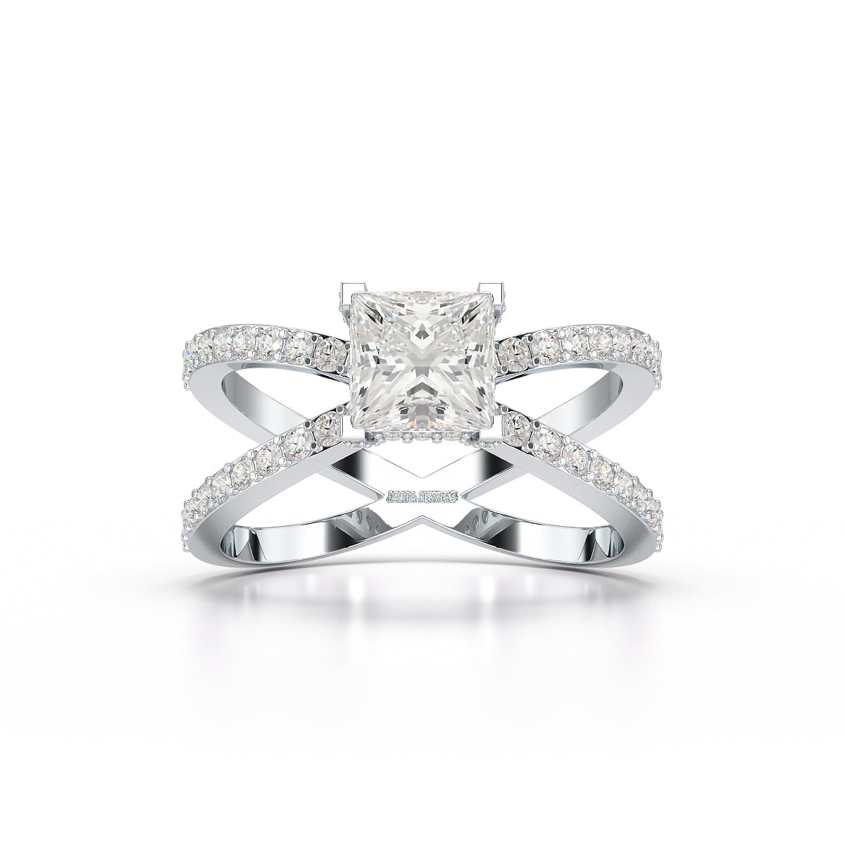 1.9 CT Princess Cut Butterfly Lab Diamond Ring