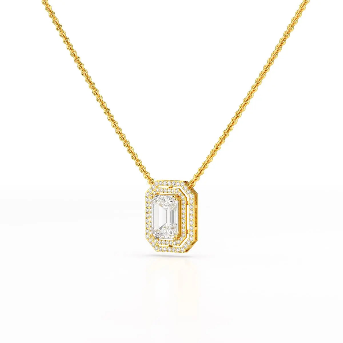 11.43 CT Emerald Cut Halo Lab Diamond Pendant