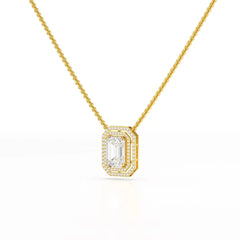 11.43 CT Emerald Cut Halo Lab Diamond Pendant