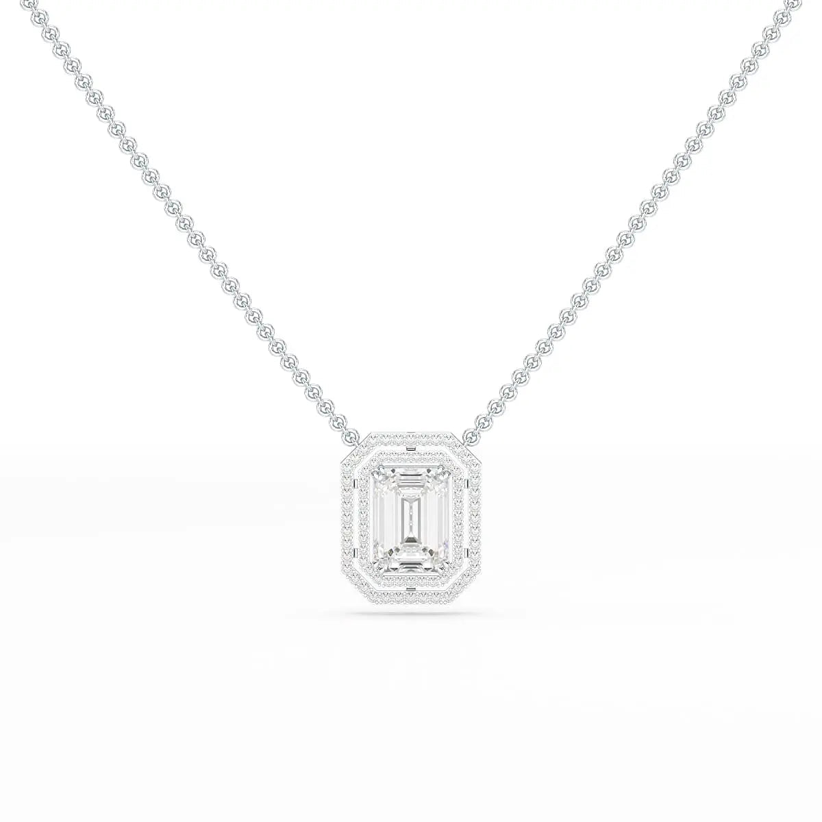 11.43 CT Emerald Cut Halo Lab Diamond Pendant