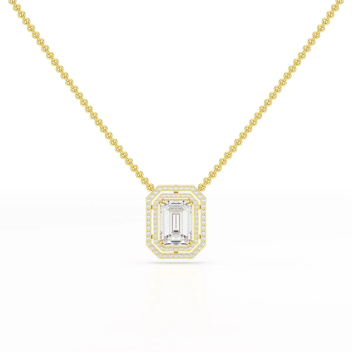 11.43 CT Emerald Cut Halo Lab Diamond Pendant