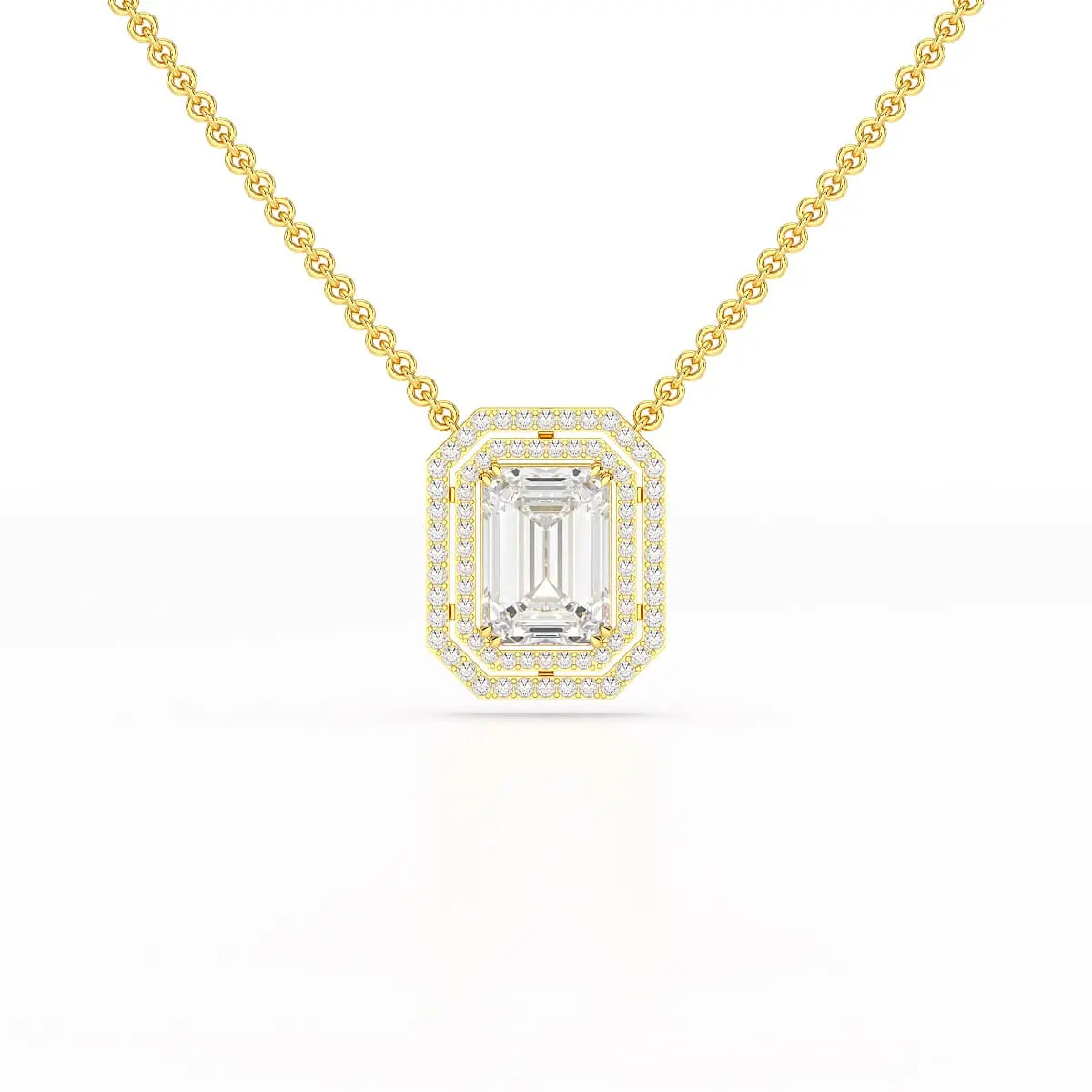 11.43 CT Emerald Cut Halo Lab Diamond Pendant