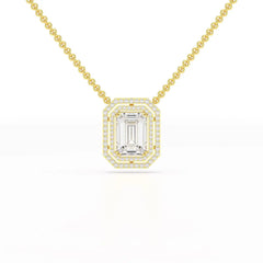 11.43 CT Emerald Cut Halo Lab Diamond Pendant