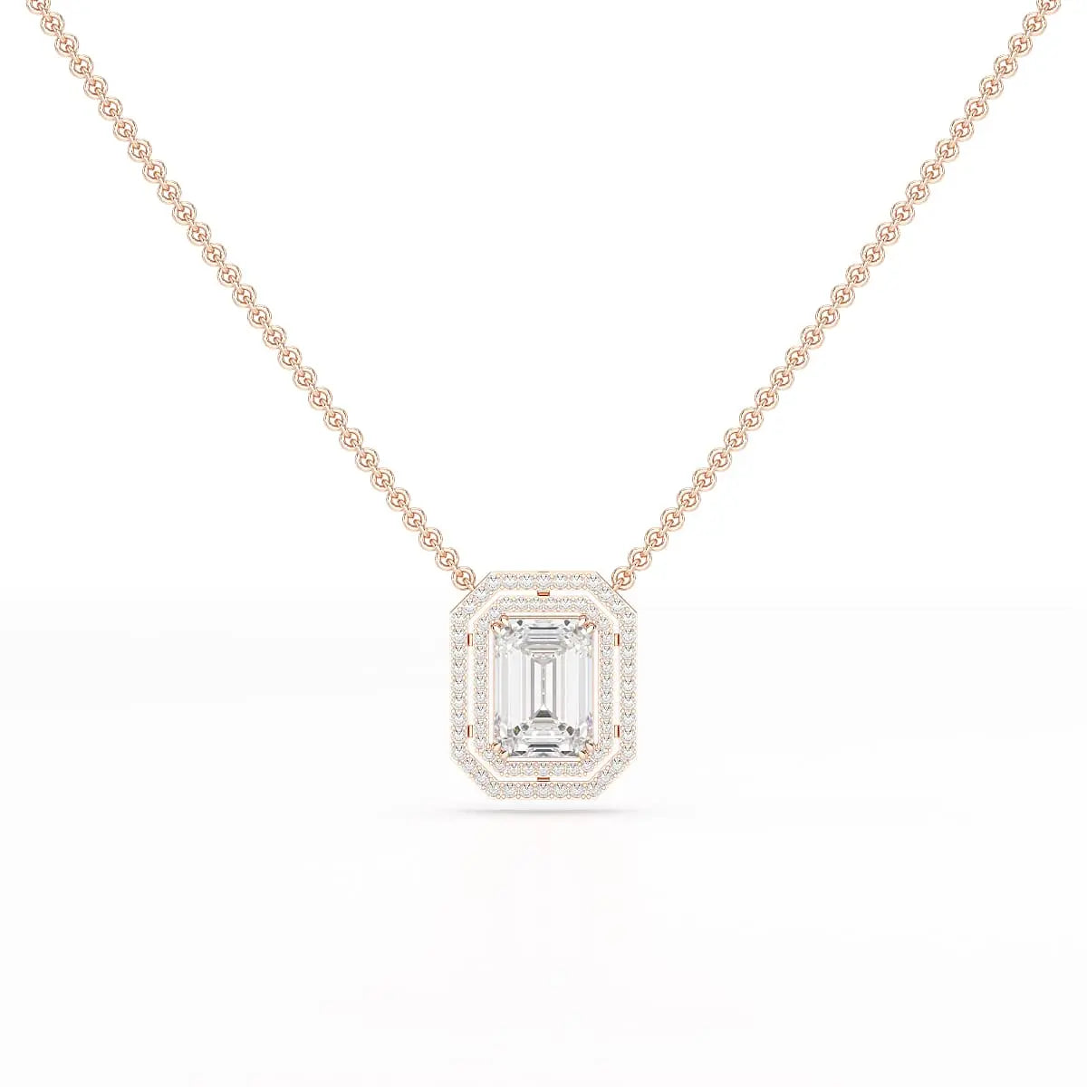 11.43 CT Emerald Cut Halo Lab Diamond Pendant