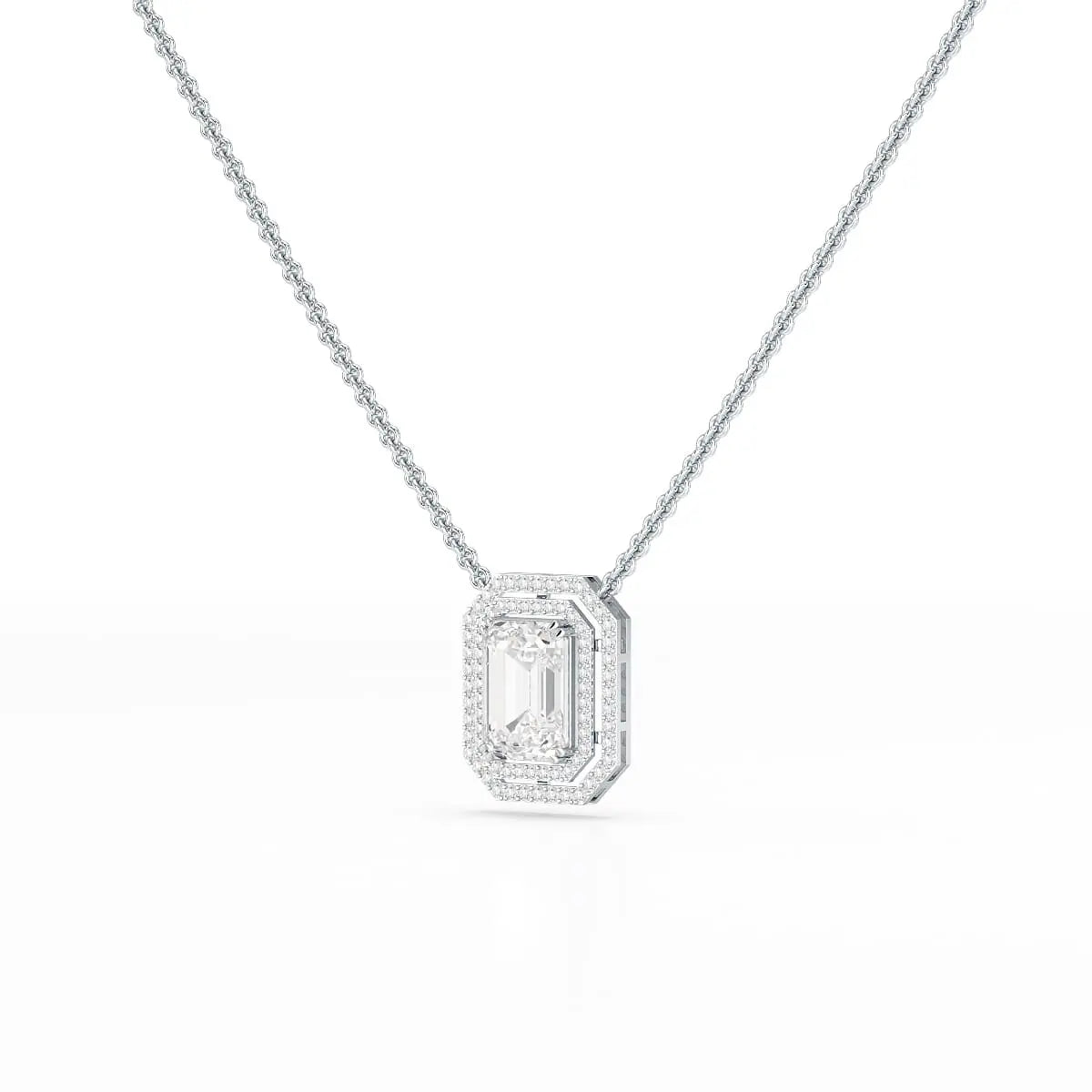 11.43 CT Emerald Cut Halo Lab Diamond Pendant