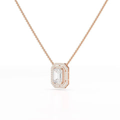 11.43 CT Emerald Cut Halo Lab Diamond Pendant