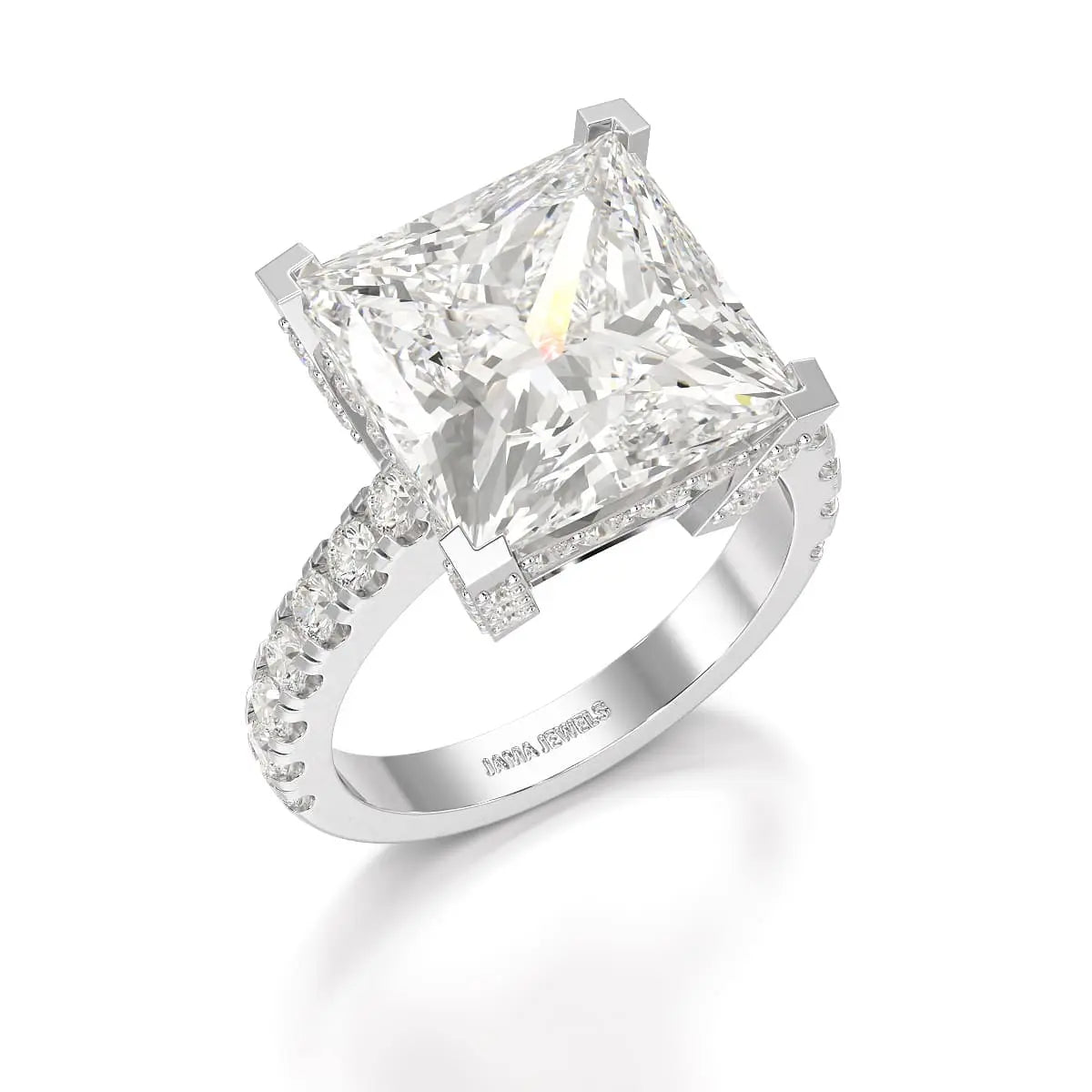 11.42 CT Lab Diamond Princess Cut Hidden Halo Ring Jama Jewels