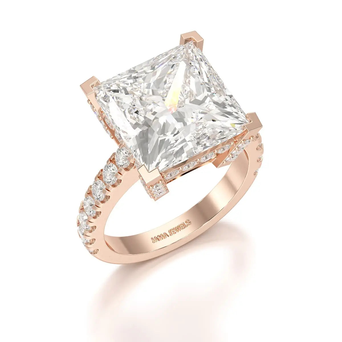 11.42 CT Lab Diamond Princess Cut Hidden Halo Ring Jama Jewels