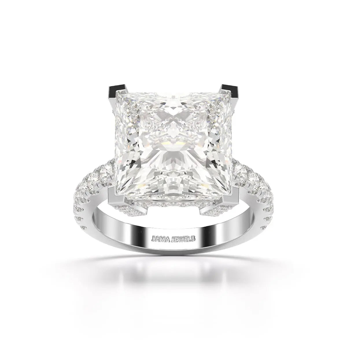 11.42 CT Lab Diamond Princess Cut Hidden Halo Ring Jama Jewels