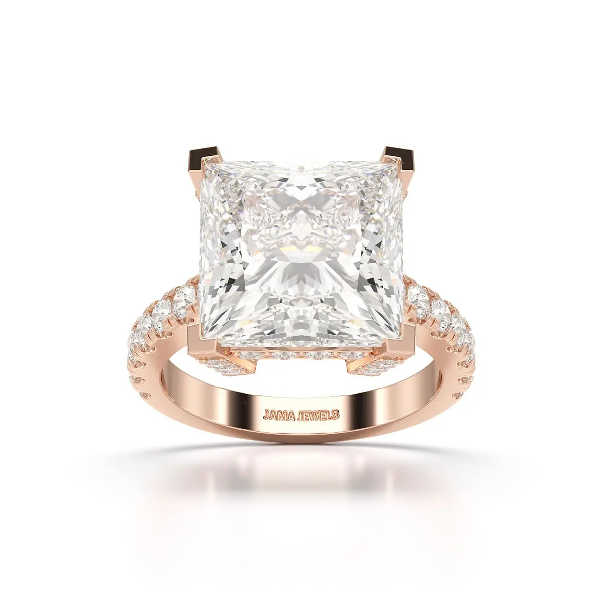 11.42 CT Lab Diamond Princess Cut Hidden Halo Ring Jama Jewels