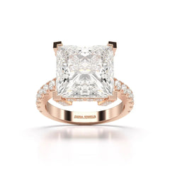 11.42 CT Lab Diamond Princess Cut Hidden Halo Ring Jama Jewels