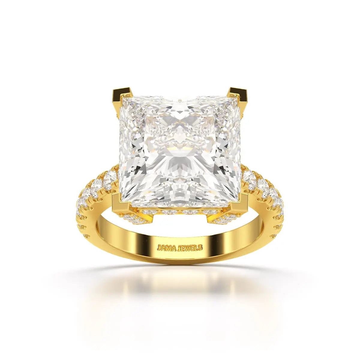 11.42 CT Lab Diamond Princess Cut Hidden Halo Ring Jama Jewels