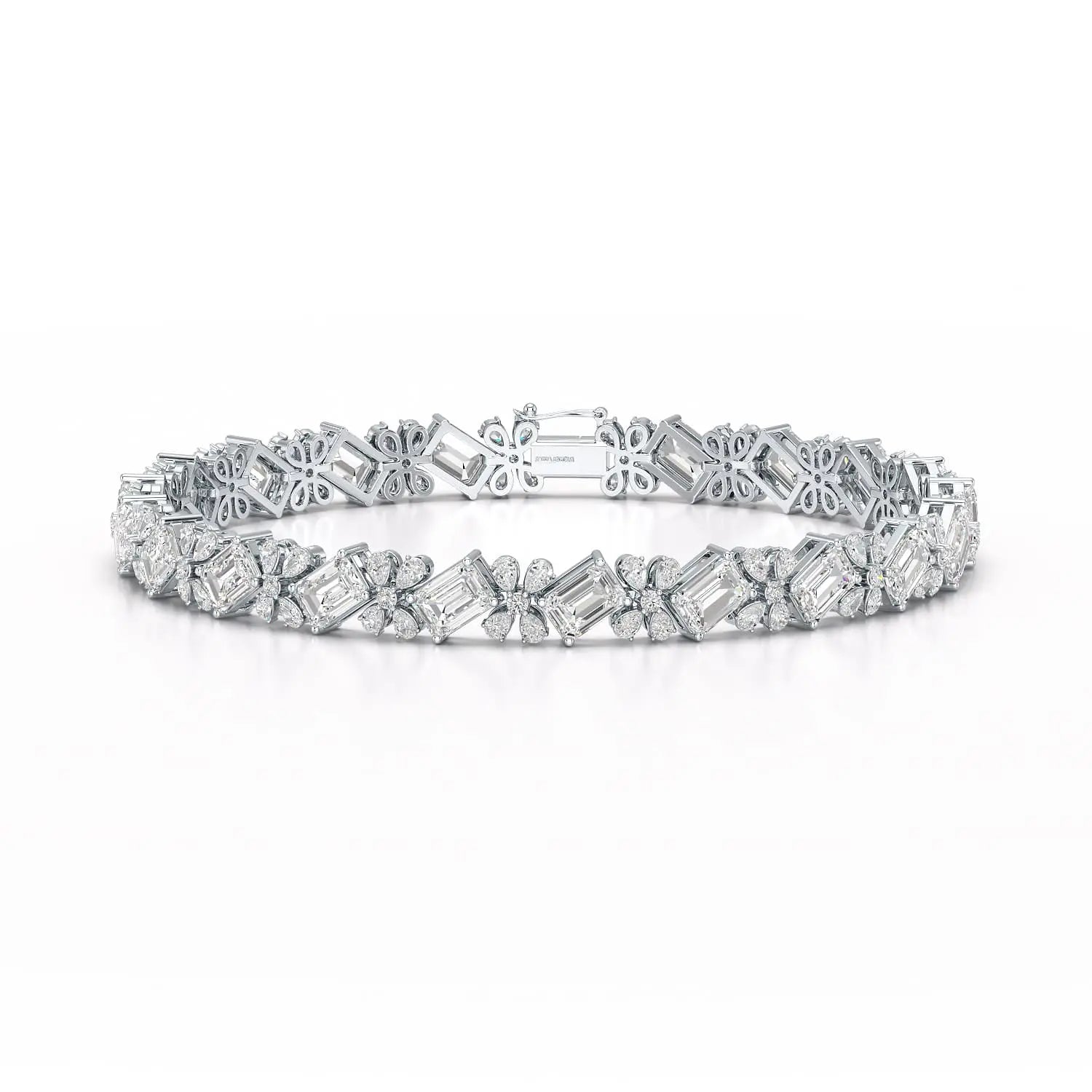 11.95 CT Emerald and Pear Cut Lab Diamond Bracelet Jama Jewels