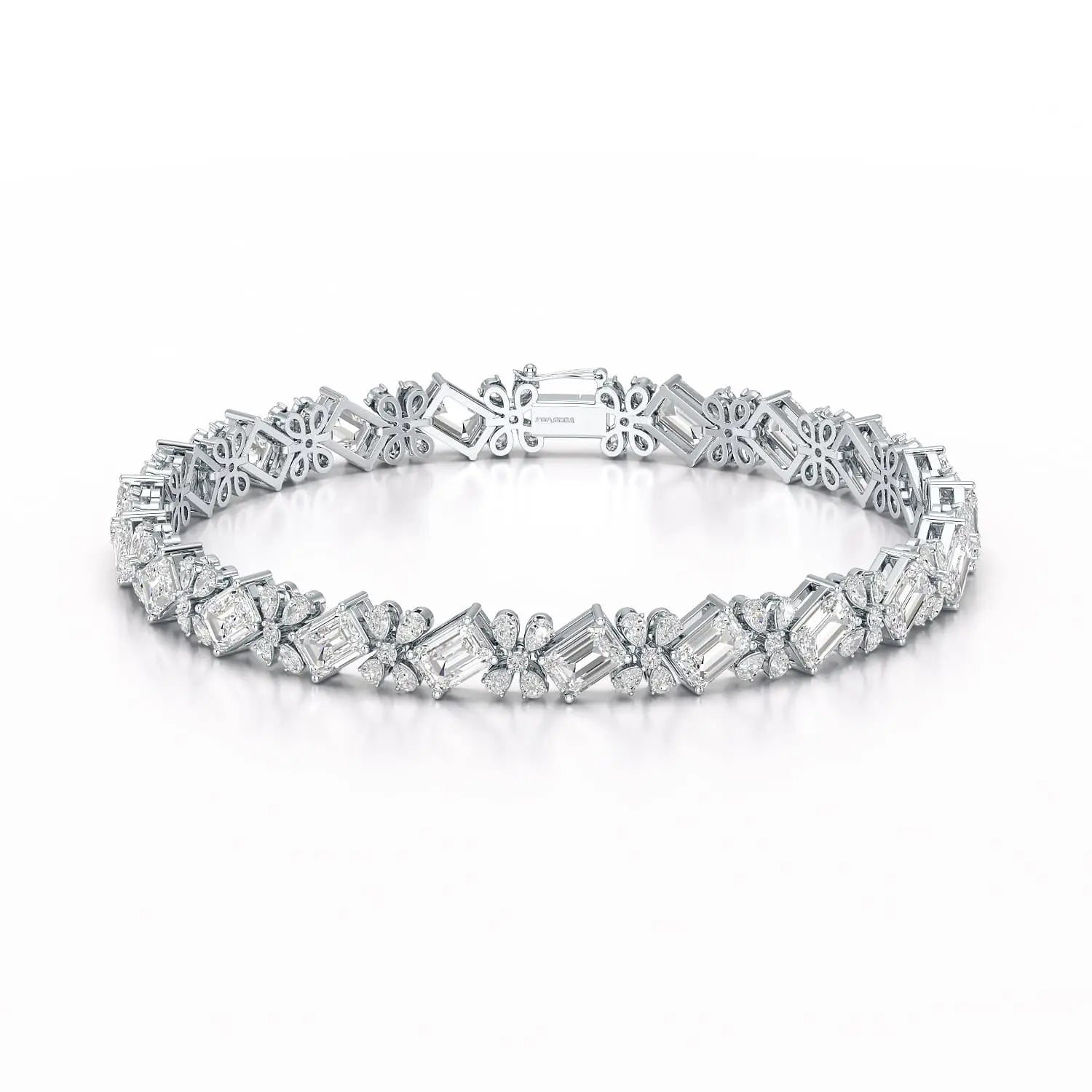 11.95 CT Emerald and Pear Cut Lab Diamond Bracelet Jama Jewels