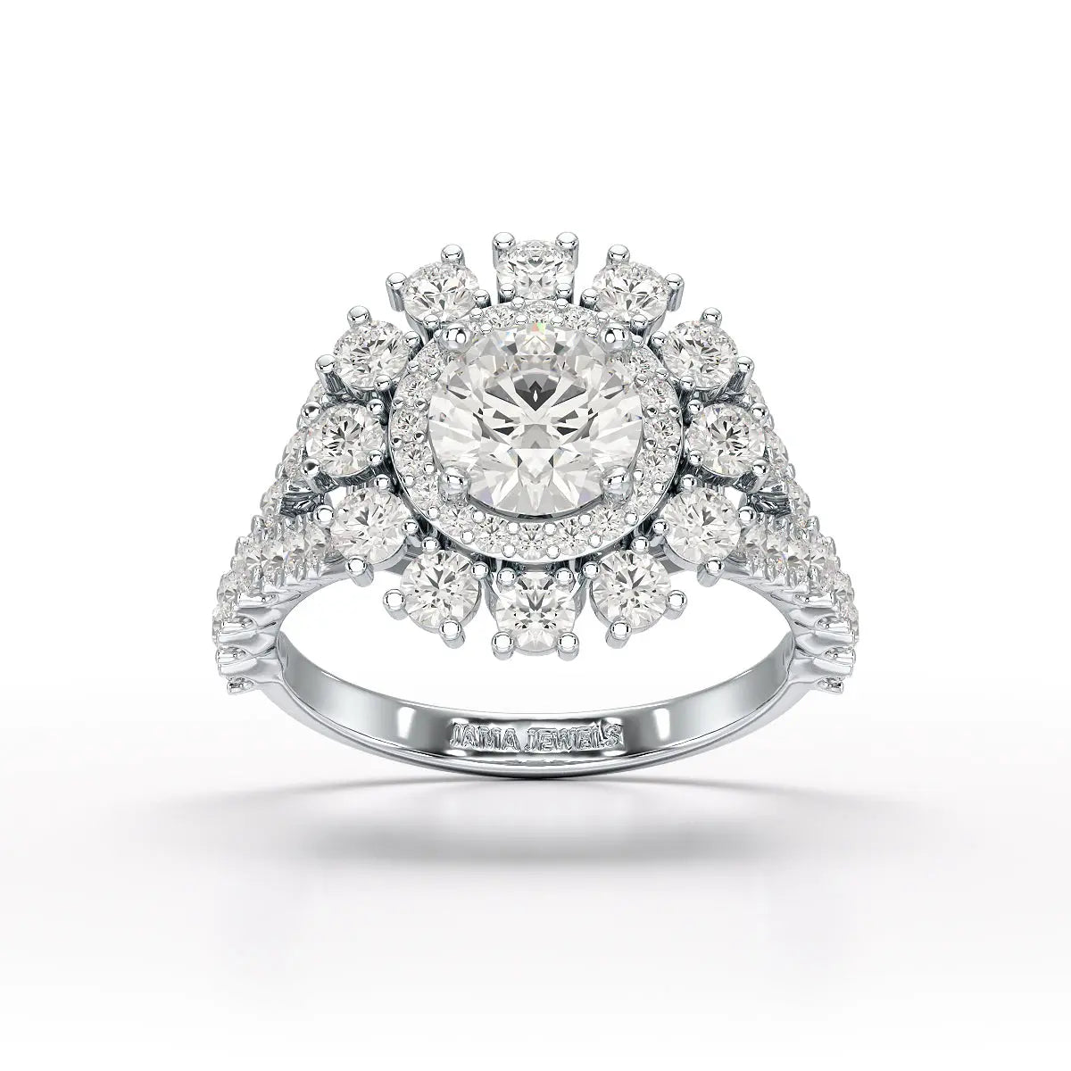 2.63 CT Double Halo Lab Diamond Wedding Ring - Jama Jewels
