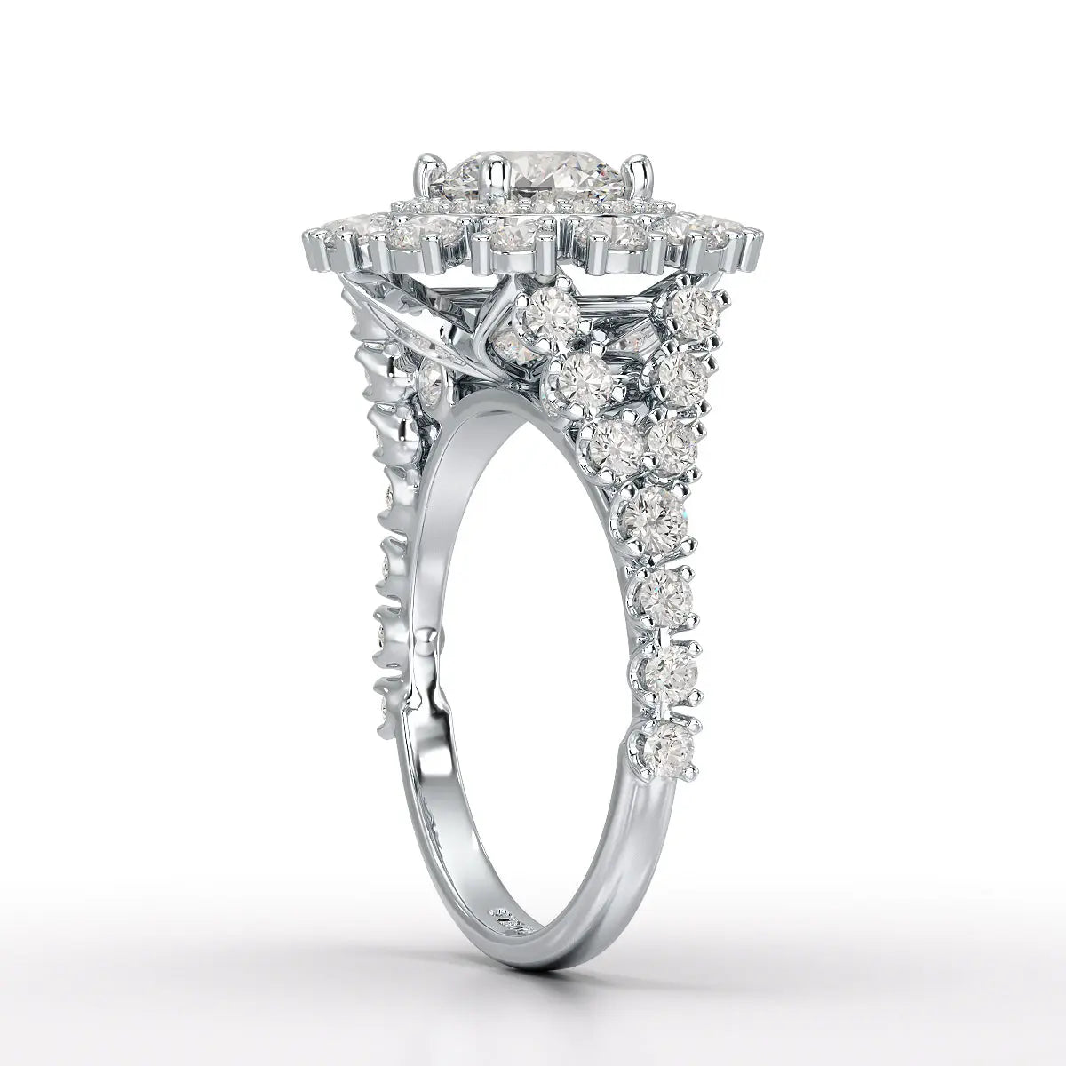 2.63 CT Double Halo Lab Diamond Wedding Ring - Jama Jewels