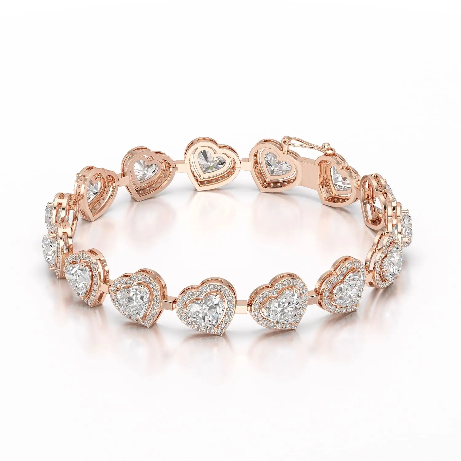 17.4 CT Heart Shaped Lab Diamond Bracelet
