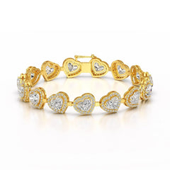 17.4 CT Heart Shaped Lab Diamond Bracelet