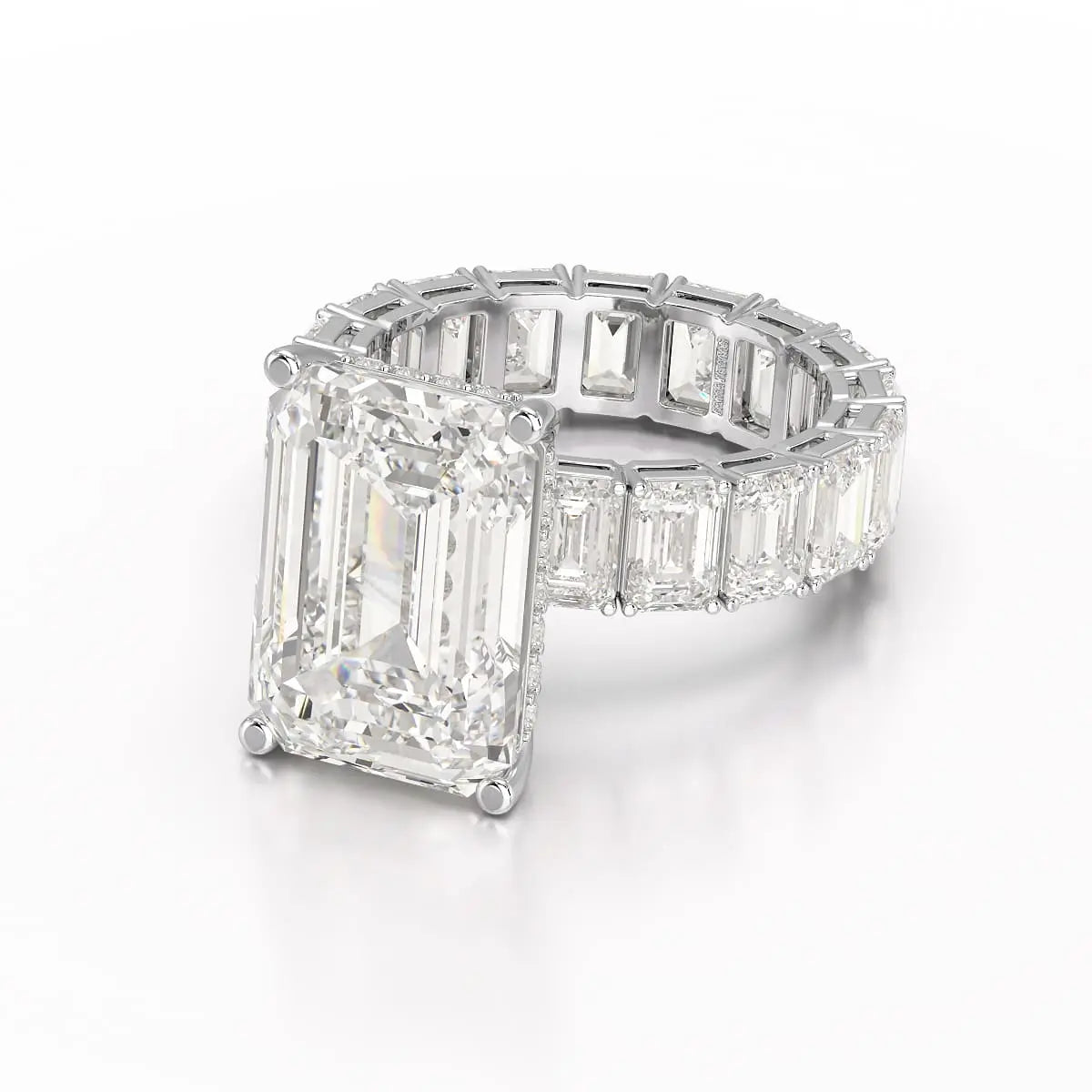 18.42 CT Emerald Cut Lab Diamond Solitaire Ring