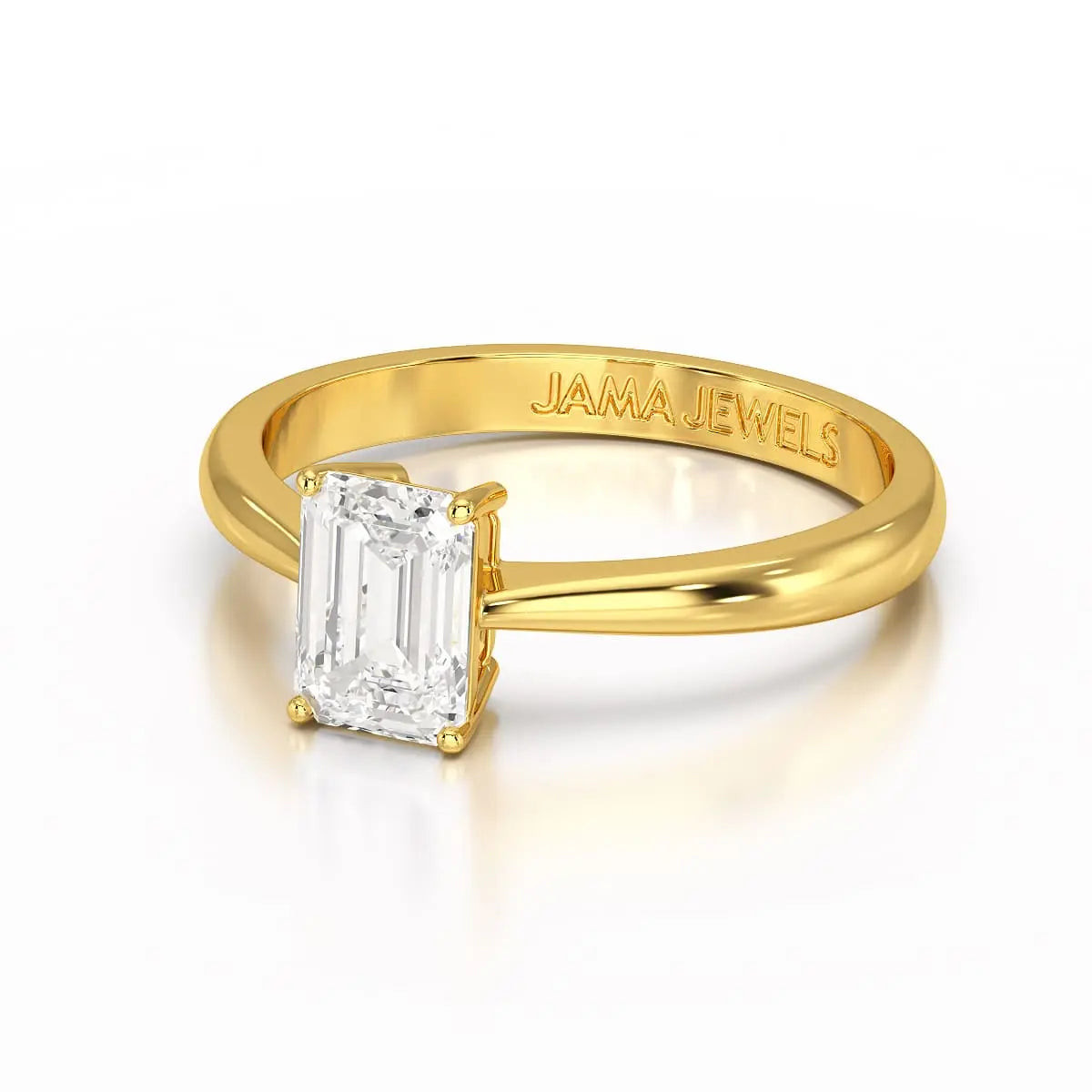 1 CT Emerald Cut Solitaire Lab Diamond Ring Jama Jewels