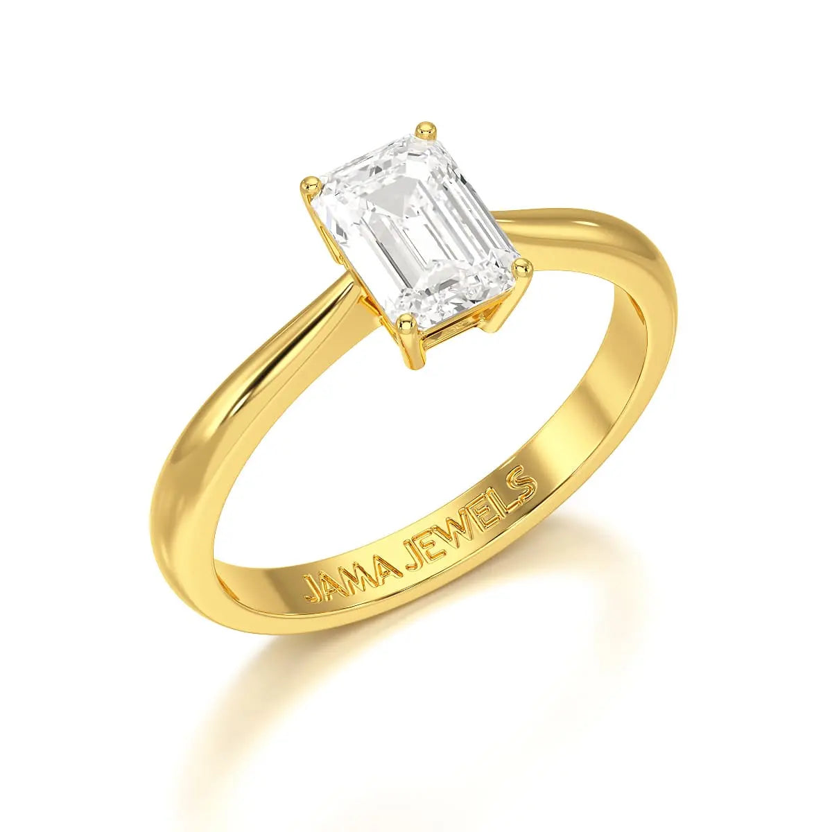 1 CT Emerald Cut Solitaire Lab Diamond Ring Jama Jewels