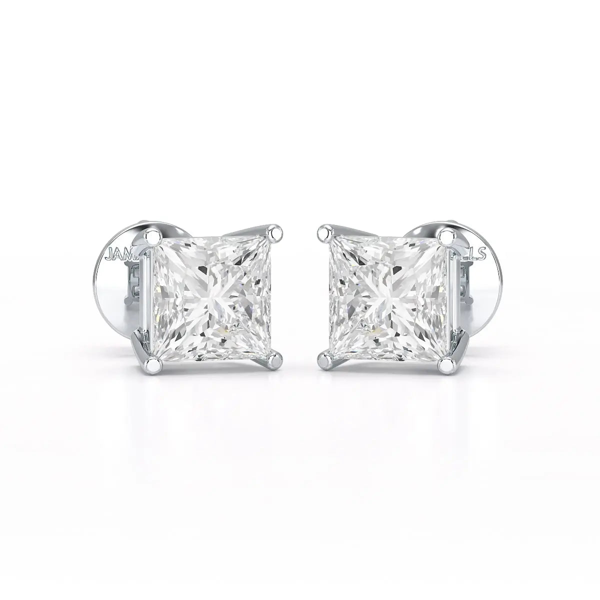 Single Princess Cut Lab Diamond Stud Earrings