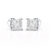 Single Princess Cut Lab Diamond Stud Earrings