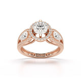 2.09 CT Round Cut Halo Lab Diamond Engagement Ring