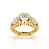2.09 CT Round Cut Halo Lab Diamond Engagement Ring