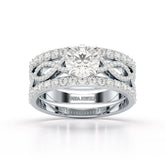 2.12 CT Lab Diamond Halo Triple Row Engagement Ring