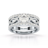 2.12 CT Lab Diamond Halo Triple Row Engagement Ring