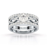 2.12 CT Lab Diamond Halo Triple Row Engagement Ring