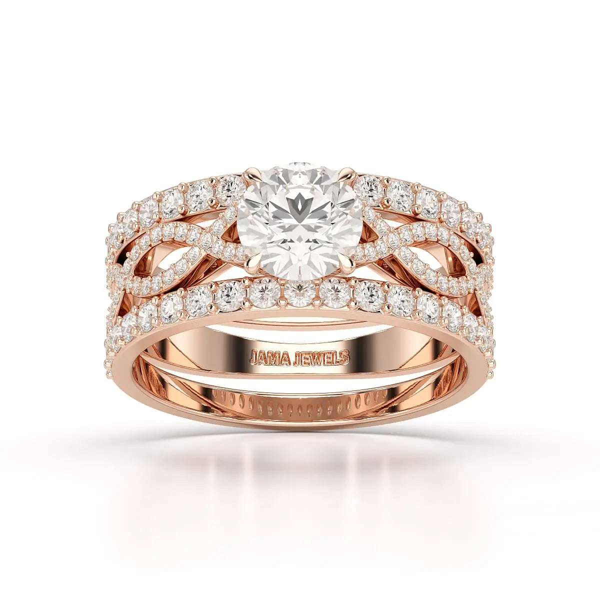 2.12 CT Lab Diamond Halo Triple Row Engagement Ring