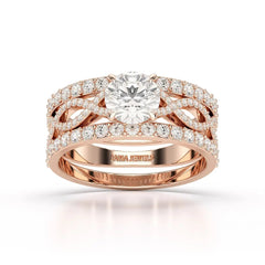 2.12 CT Lab Diamond Halo Triple Row Engagement Ring