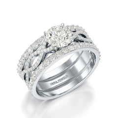 2.12 CT Lab Diamond Halo Triple Row Engagement Ring