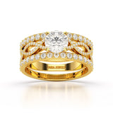 2.12 CT Lab Diamond Halo Triple Row Engagement Ring