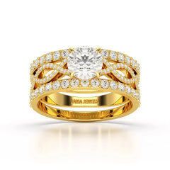 2.12 CT Lab Diamond Halo Triple Row Engagement Ring
