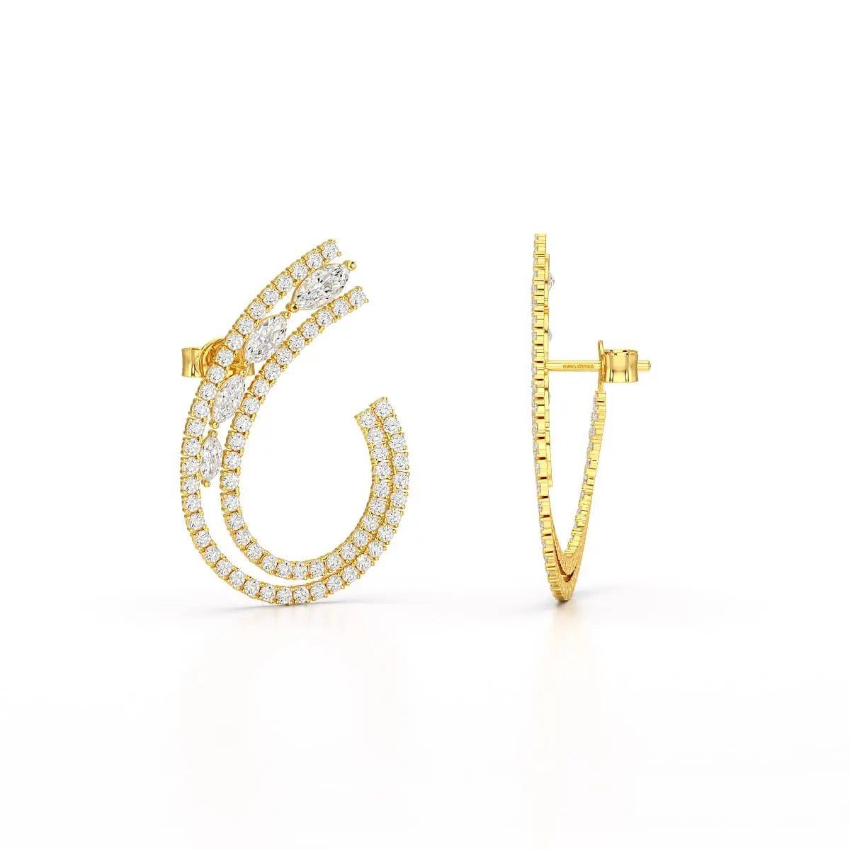 2.2 CT Lab Diamond Marquise Cut Stud Earrings Jama Jewels