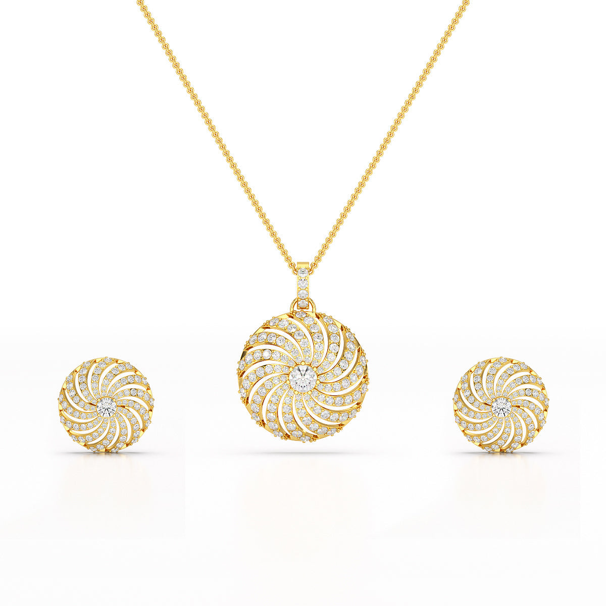 2.33 CT Round Cut Lab Diamond Earring and Pendant Set