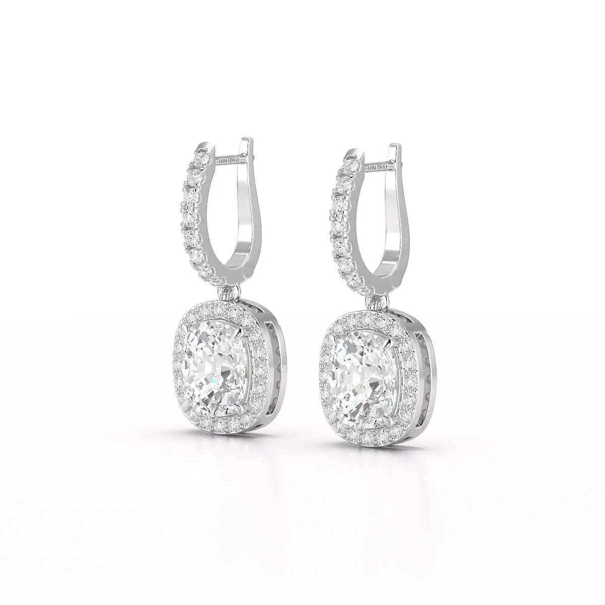 2.34 CT Lab Diamond Dangle Hoop Earrings Jama Jewels
