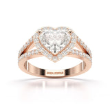 2.35 CT Lab Diamond Heart Shaped Halo Ring